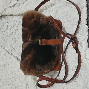 Patricia Nash cross body purse with rabbit fur